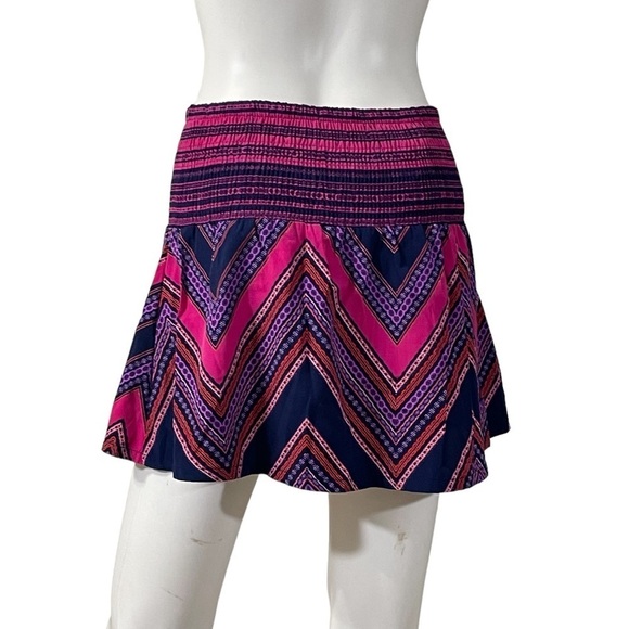 Express Skirt Geometric Mini Pink Purple Navy - Picture 3 of 6